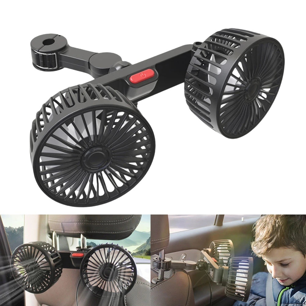 USB 차량용 더블 에어 쿨러 여행용 이동용 각도조절 선풍기