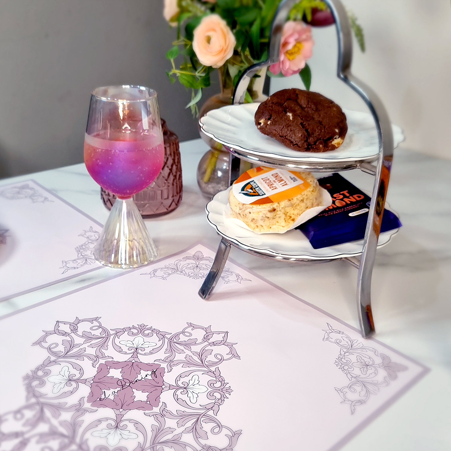 일회용 종이 테이블 식탁매트 10P 세트 핑크 로코코 엘라다이닝