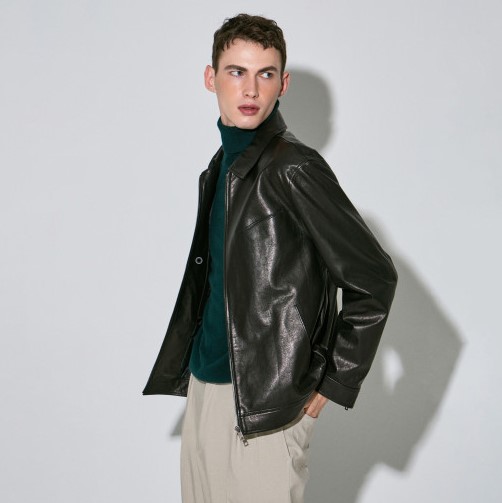 [로보] 이태리 베지터블 돌체 램스킨 지퍼 크롭 재킷(남성용) GMJ22B020