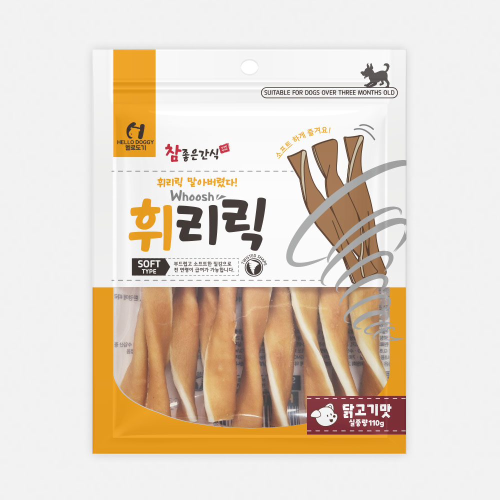 헬로도기 강아지껌 부드러운 치석제거껌 휘리릭 닭고기맛 - 메인 이미지
