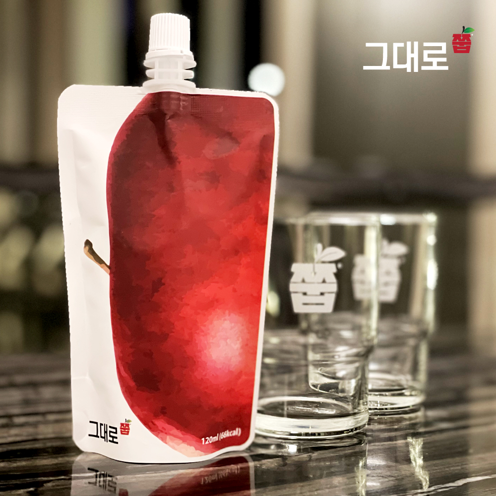 그대로 쭙 국산 사과즙 원물 100% NFC착즙 스파우트파우치 실속형 패키징 120ml 75포