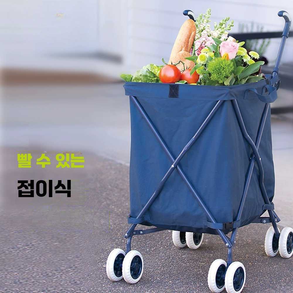 장바구니 폴딩 핸드 카트 접이식 천 초경량 마트 - 상세 이미지 5