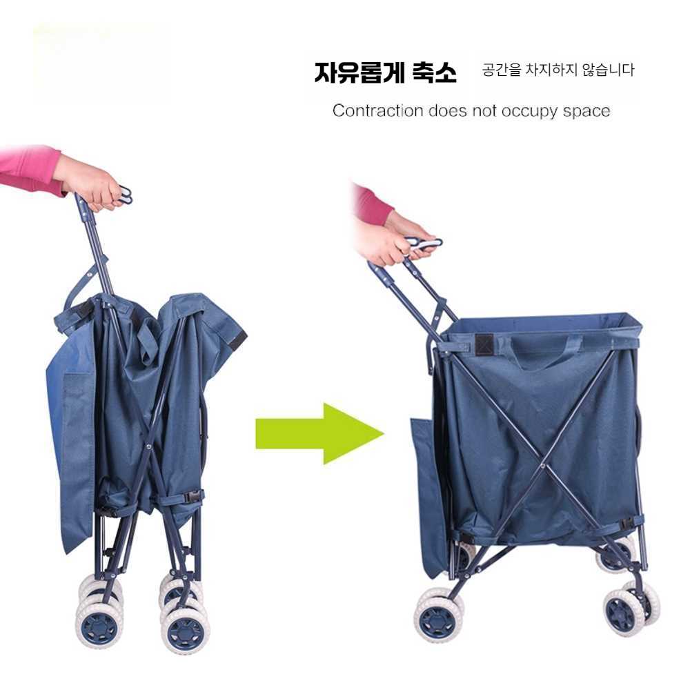 장바구니 폴딩 핸드 카트 접이식 천 초경량 마트 - 상세 이미지 3