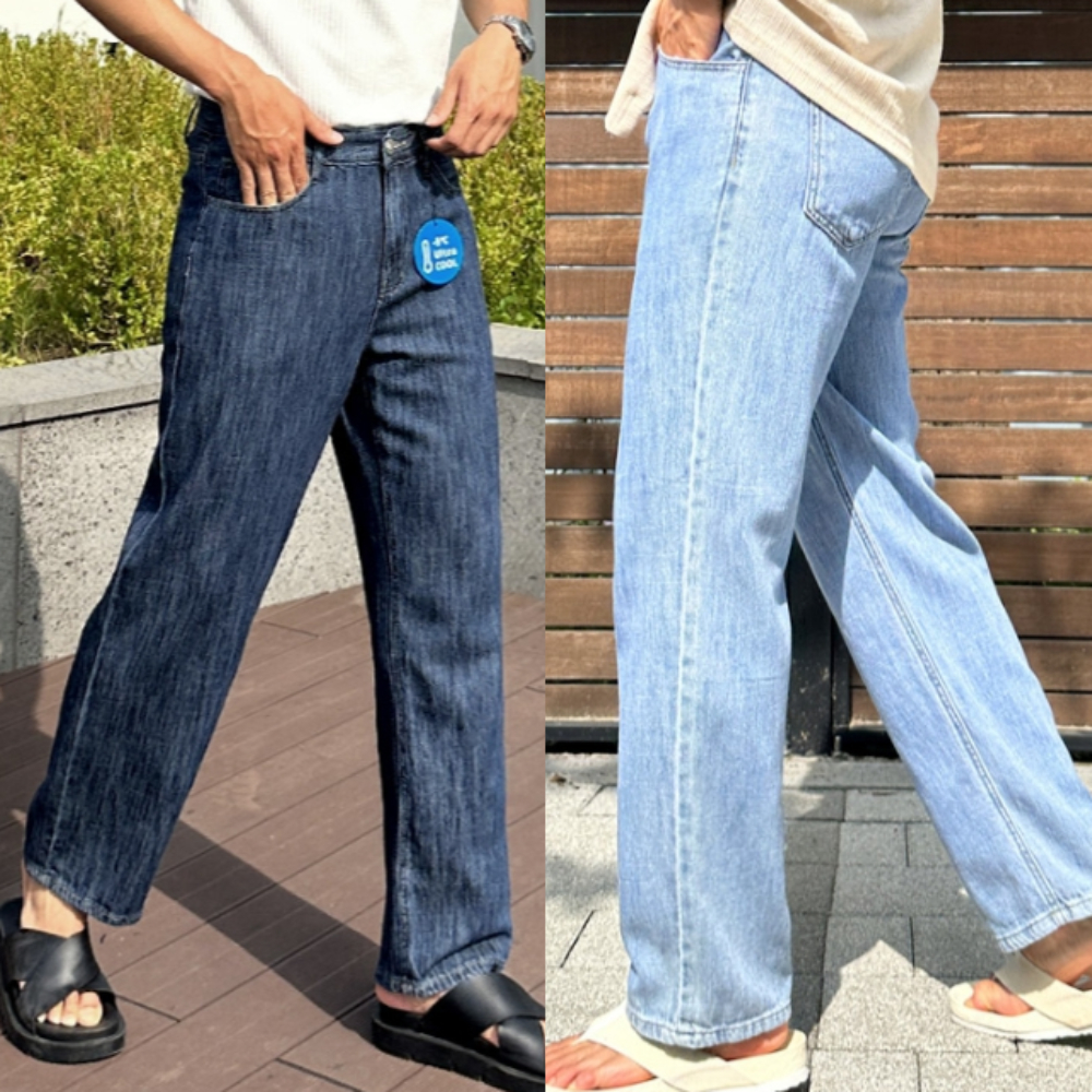 남자 카멜롯 여름 아이스 쿨 세미와이드 데님 팬츠 빅사이즈