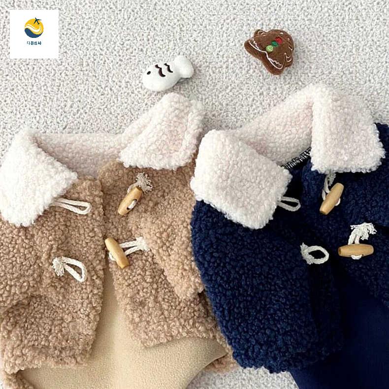 재킷 코트 단추 겨울 버클 겨울옷 반려 동물 외투 떡볶이 강아지 클래식 양털 - 상품 이미지