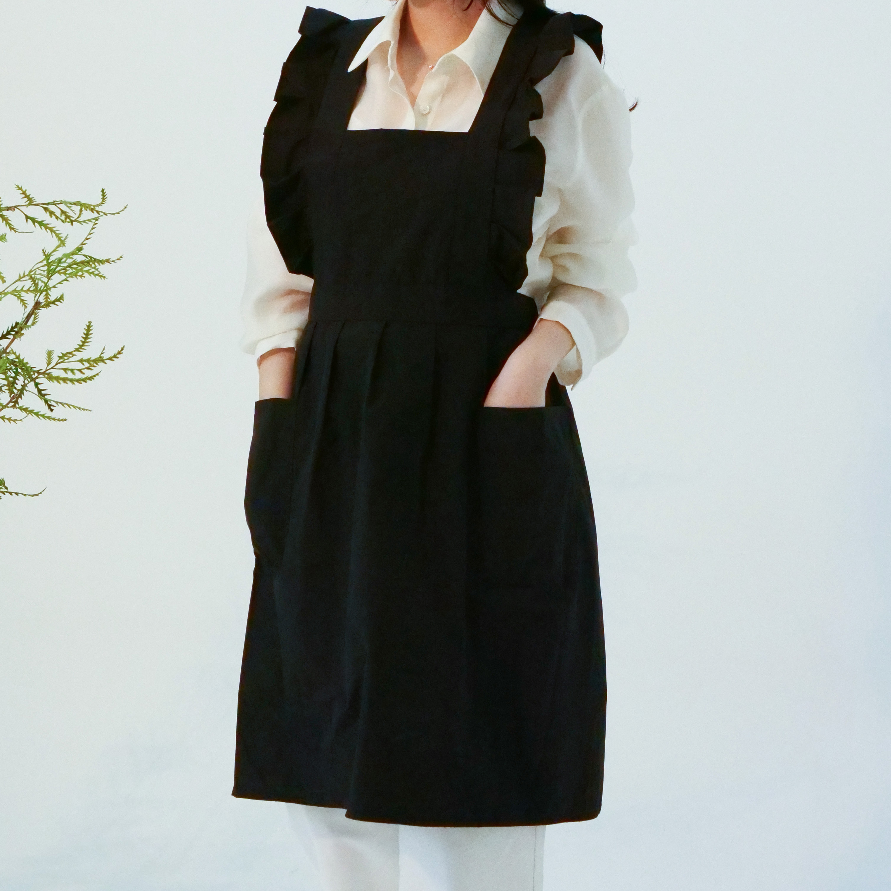 포시엘라 어린이집 방수 원피스 프릴 앞치마 나일론 무지 이미지 7