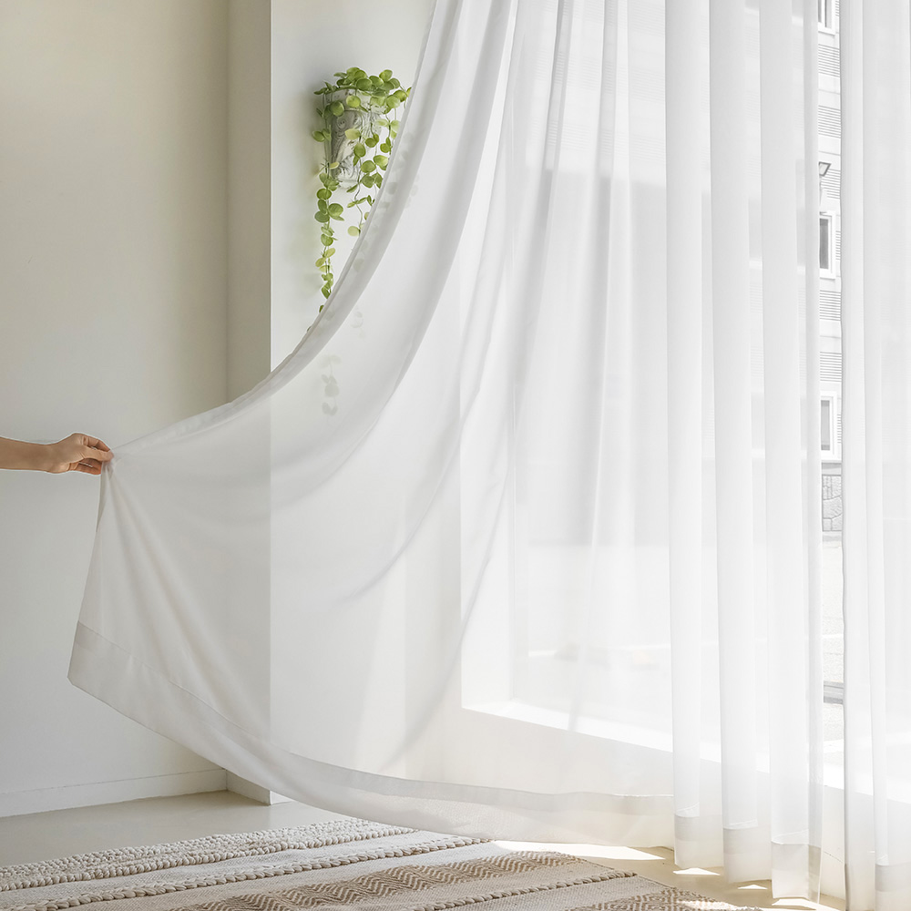 모네홈 쉬폰 쉬어 화이트 먼지없는 거실 차르르 레이스 맞춤 커튼 나비주름 속커튼 기본핀형 1마