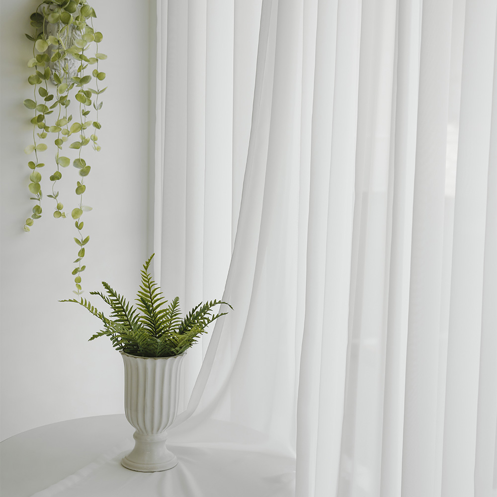 모네홈 쉬폰 쉬어 화이트 먼지없는 거실 차르르 레이스 맞춤 커튼 나비주름 속커튼 핀형 1마