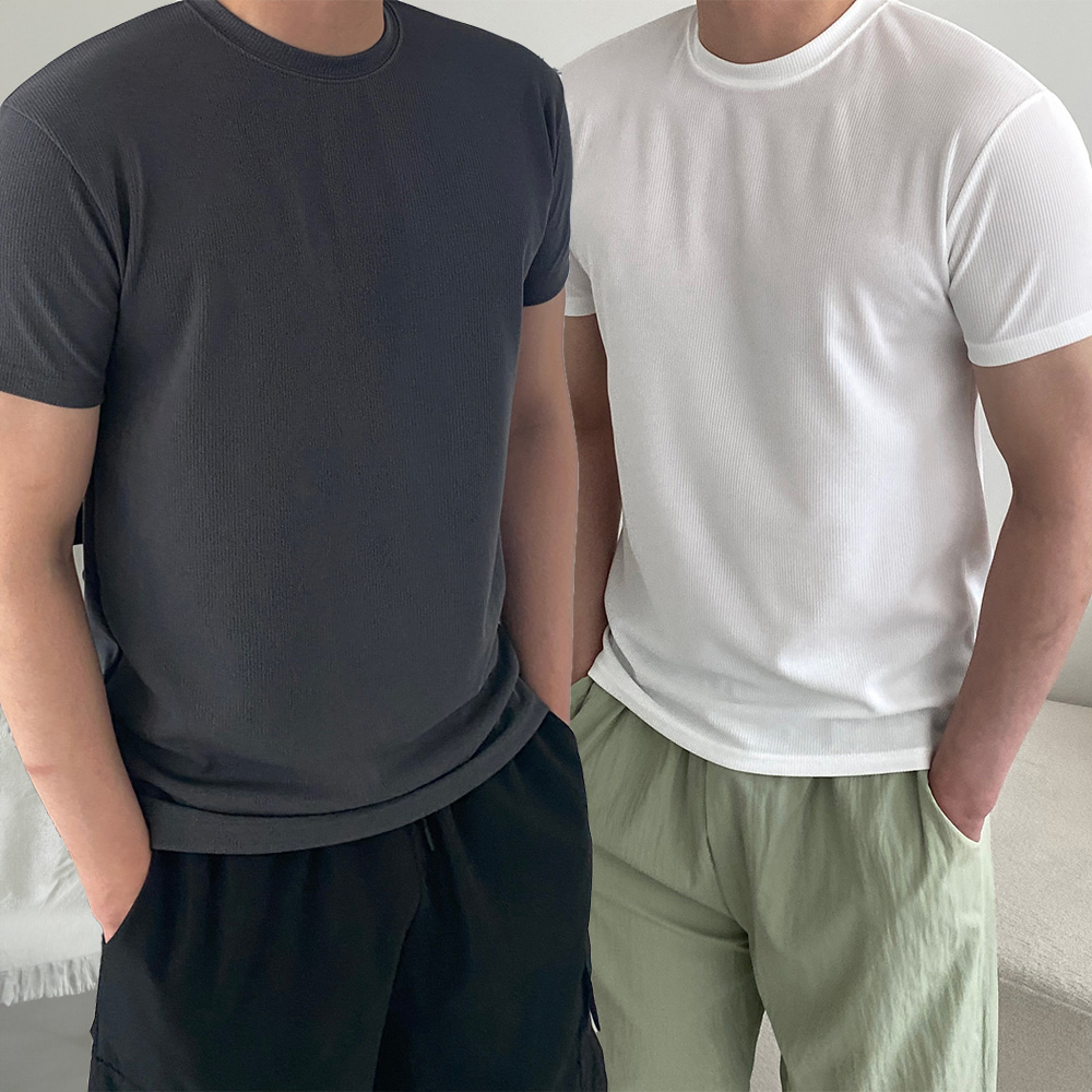 머슬핏반팔 무지티 흰색반팔 - 상품 이미지