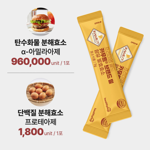 헬씨허그 골드 카무트 발효 효소 30포 12박스 96만 역가수치 호라산밀 브랜드밀 함유 - 상세 이미지 3