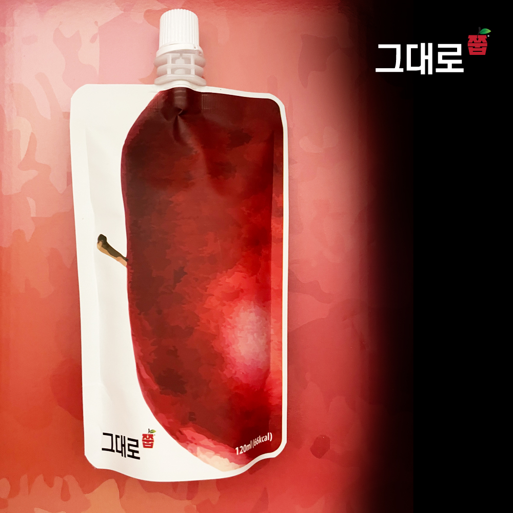 그대로 쭙 국산 사과즙 원물 100% NFC착즙 스파우트파우치 실속형 패키징 120ml 50포