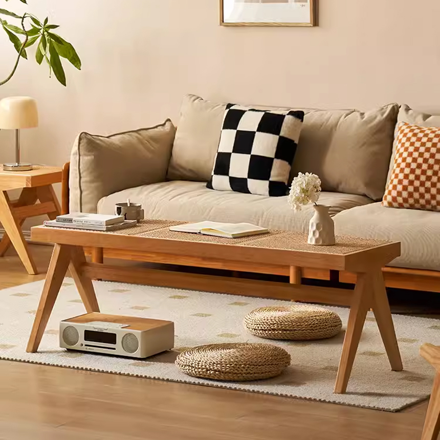 까시나 캐피톨 라탄 벤치 우드 빈티지 긴 의자 2인