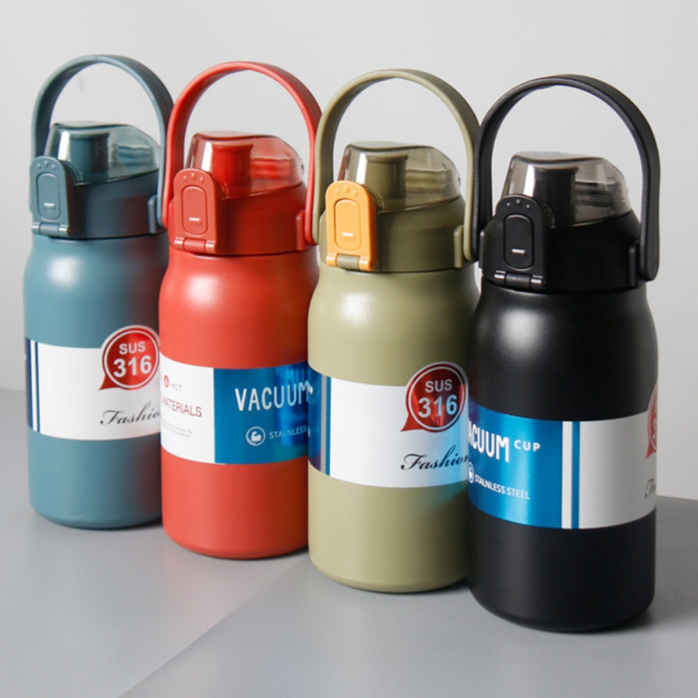 대용량 텀블러 운동 원터치 보온병 보냉병 스텐 손잡이 대형 보온물통 1300ml - 메인 이미지