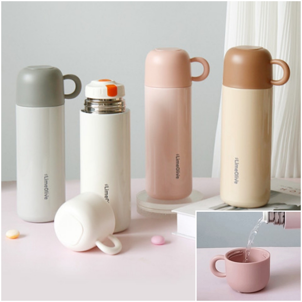 원터치 보온병 미니 보냉병 손잡이 머그컵 보온물통 대용량 텀블러 500ml - 상품 이미지