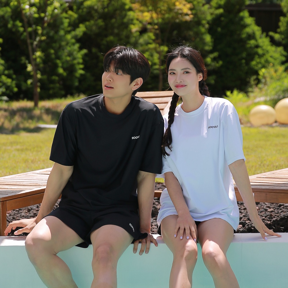 수올리 반팔 래쉬가드 오버핏 여성 남성 커플 루즈핏 물놀이 수영복 상의 이미지 6