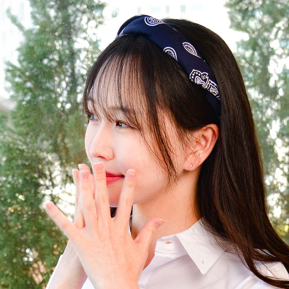 블랑피아 반다나 헤어밴드 페이즐리 스카프 두건 여자 남자 면 천 머리띠 터번 - 상세 이미지 2