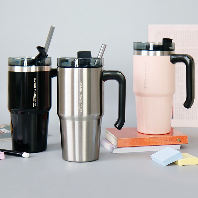 원터치 보온병 미니 보냉병 손잡이 머그컵 보온물통 대용량 텀블러 500ml - 상세 이미지 4
