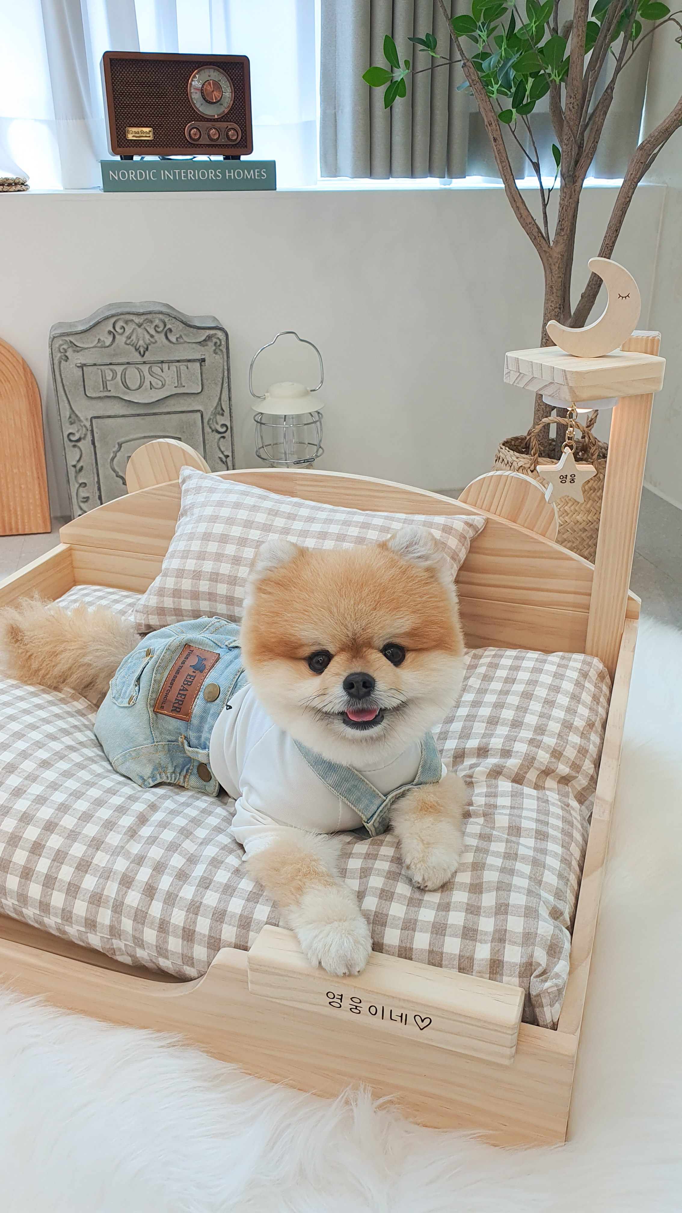 원목 강아지 침대 하우스 애견 대리석 쿨매트 소형 - 상품 이미지