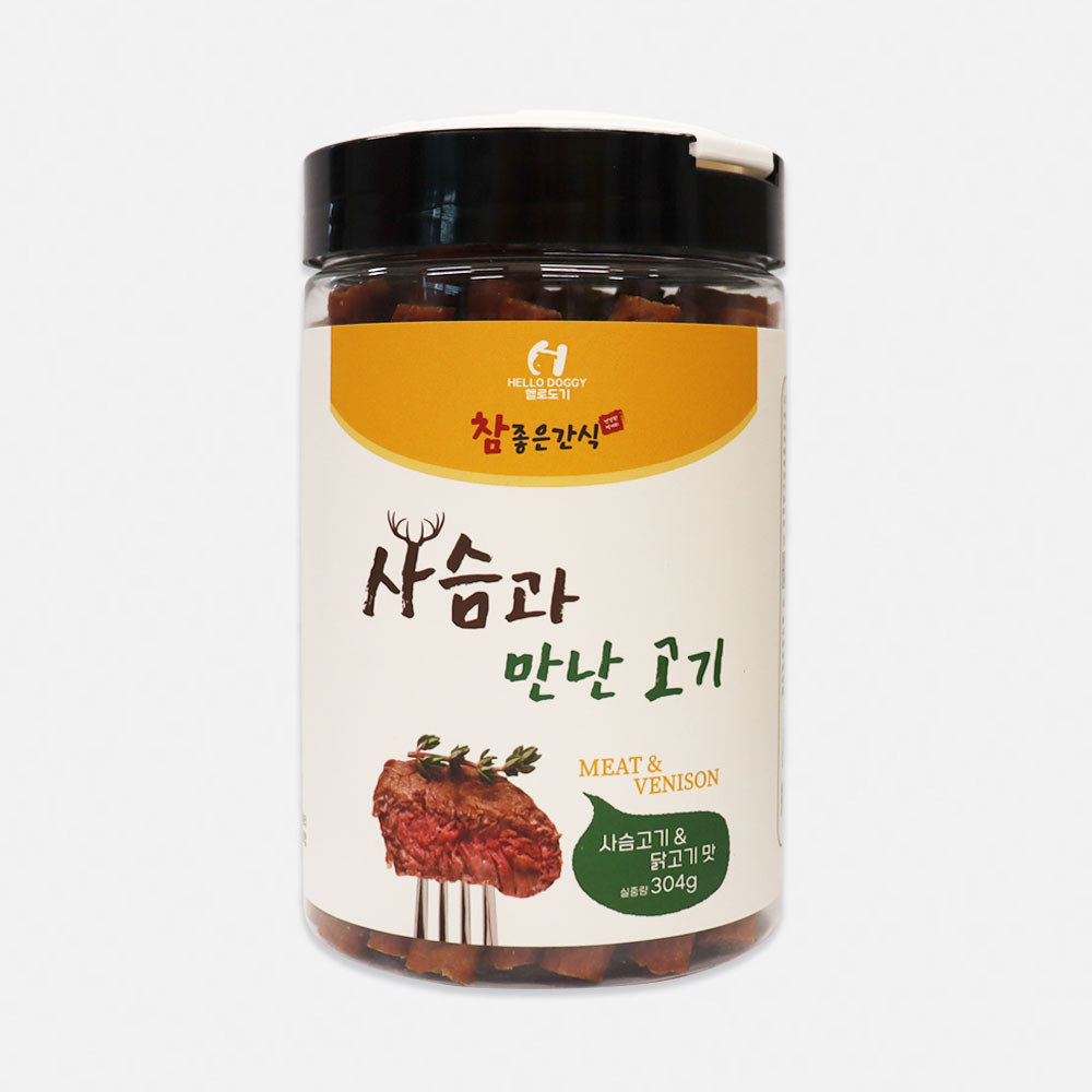 헬로도기 사슴고기 강아지져키 다이어트간식 사슴+닭고기, 304g, 1개 - 상품 이미지