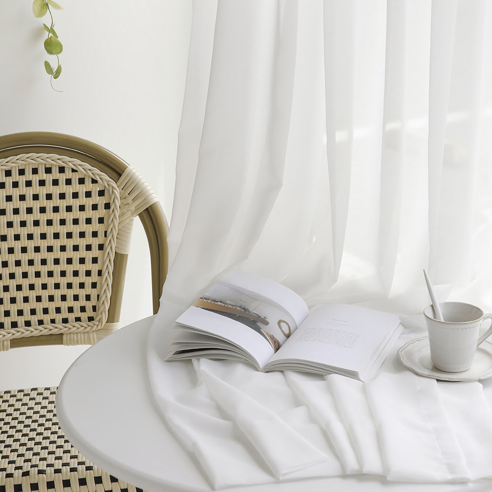 모네홈 쉬폰 쉬어 화이트 먼지없는 거실 차르르 레이스 맞춤 커튼 나비주름 속커튼 핀형 1마