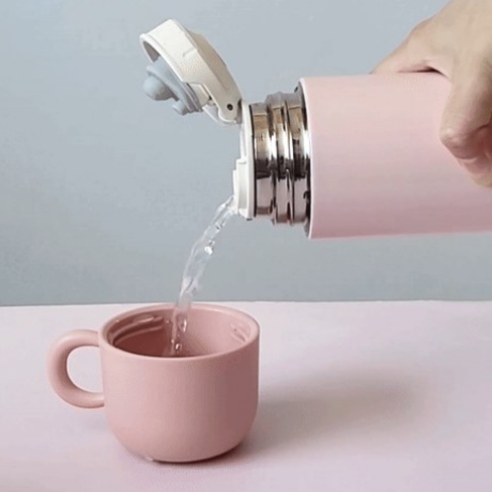 원터치 보온병 미니 보냉병 손잡이 머그컵 보온물통 대용량 텀블러 500ml - 상세 이미지 2