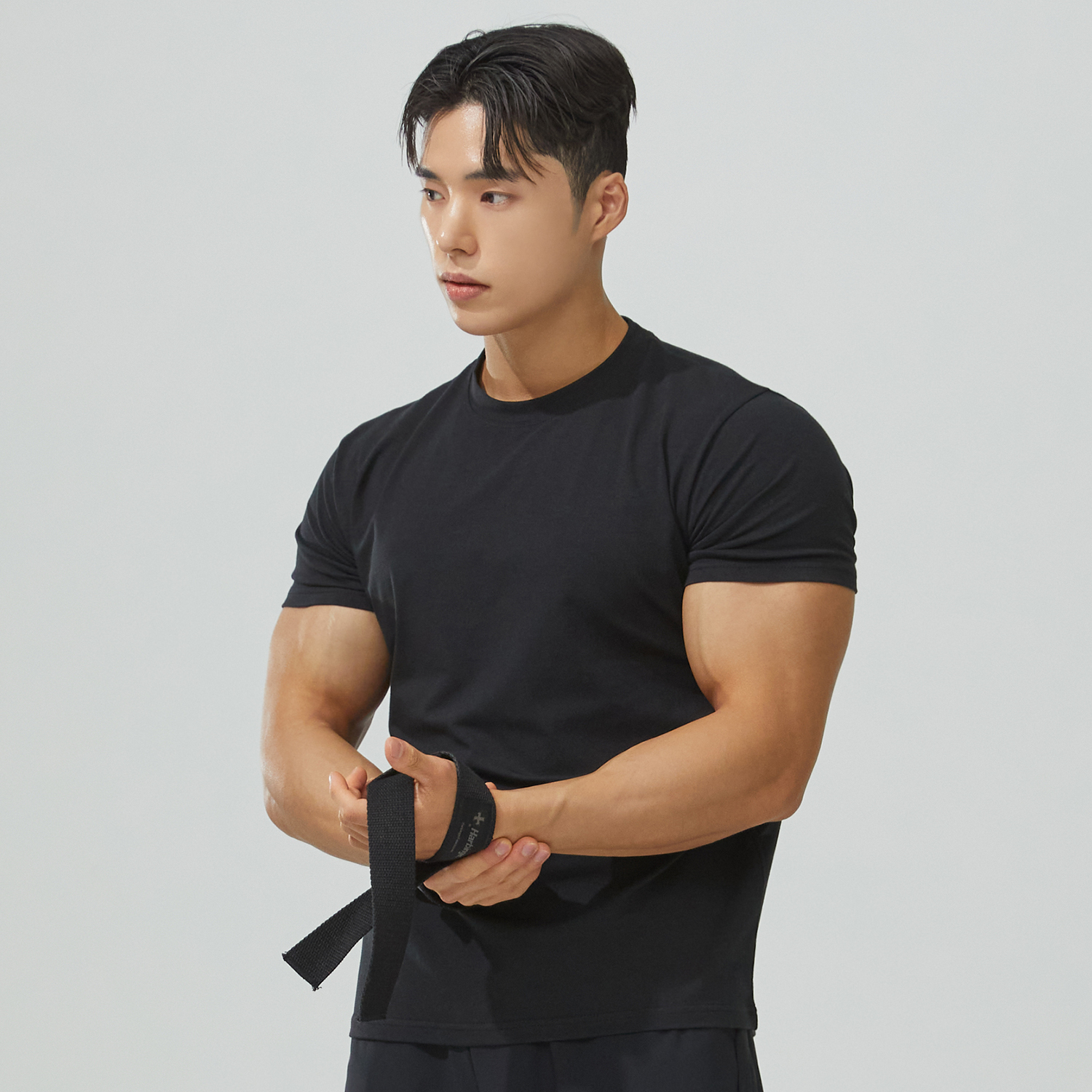 블랙몬스터핏 남자 무지 모달 머슬핏 반팔 헬스 운동 티셔츠 - 상세 이미지 2
