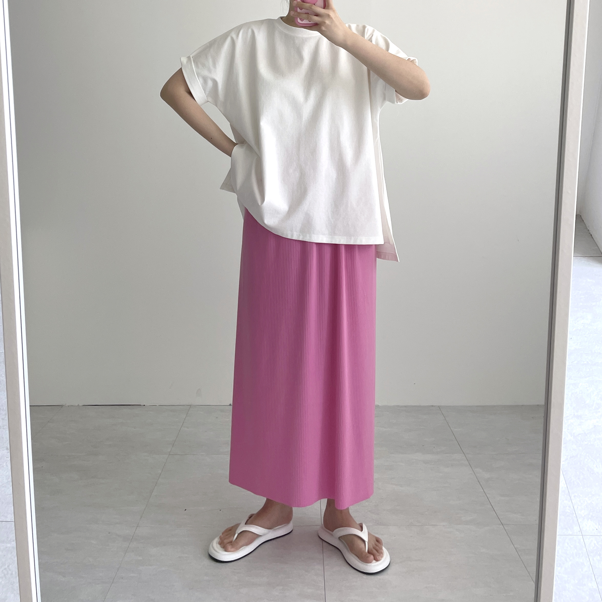 카브라티셔츠 트임 언발 에이라인 여유핏 여름 티셔츠 이미지 7