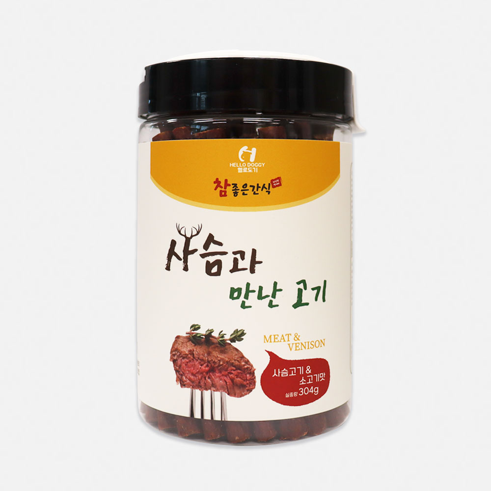 헬로도기 사슴고기 강아지져키 다이어트간식 사슴+소고기, 304g, 1개 - 상품 이미지