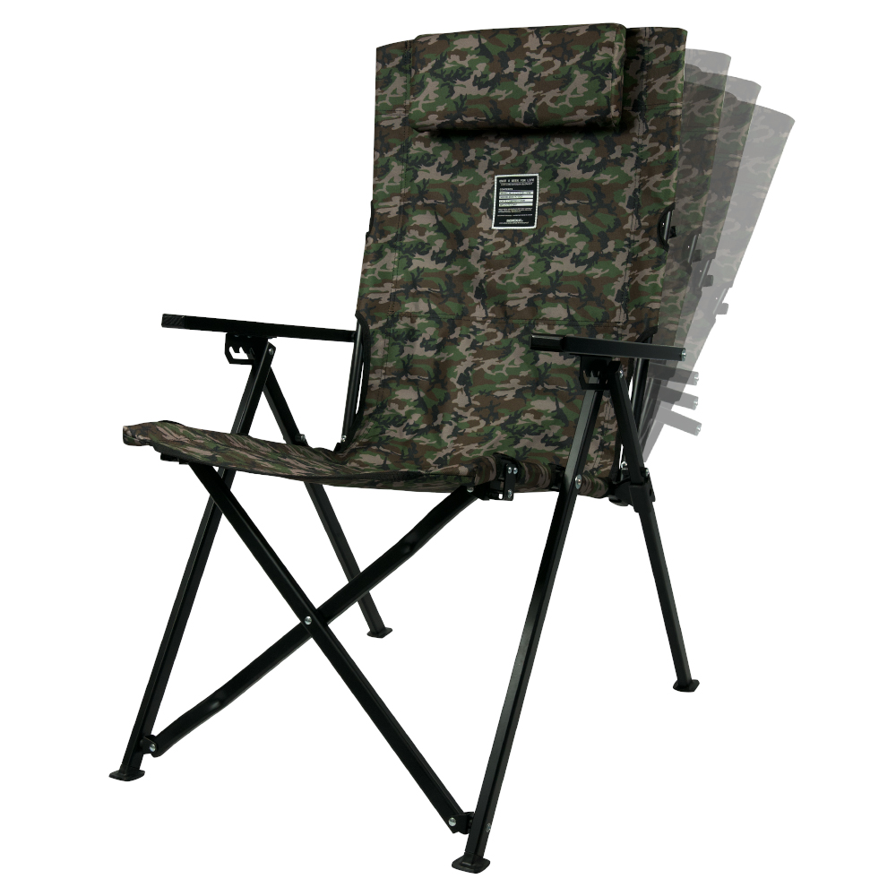 원스위크라이프 캠핑 경량 각도조절 리클라이너 롱 릴렉스 체어 카모