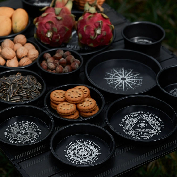 대륙의 테팔 캠핑 식기 알루미늄 블랙 접시 세트 ETP