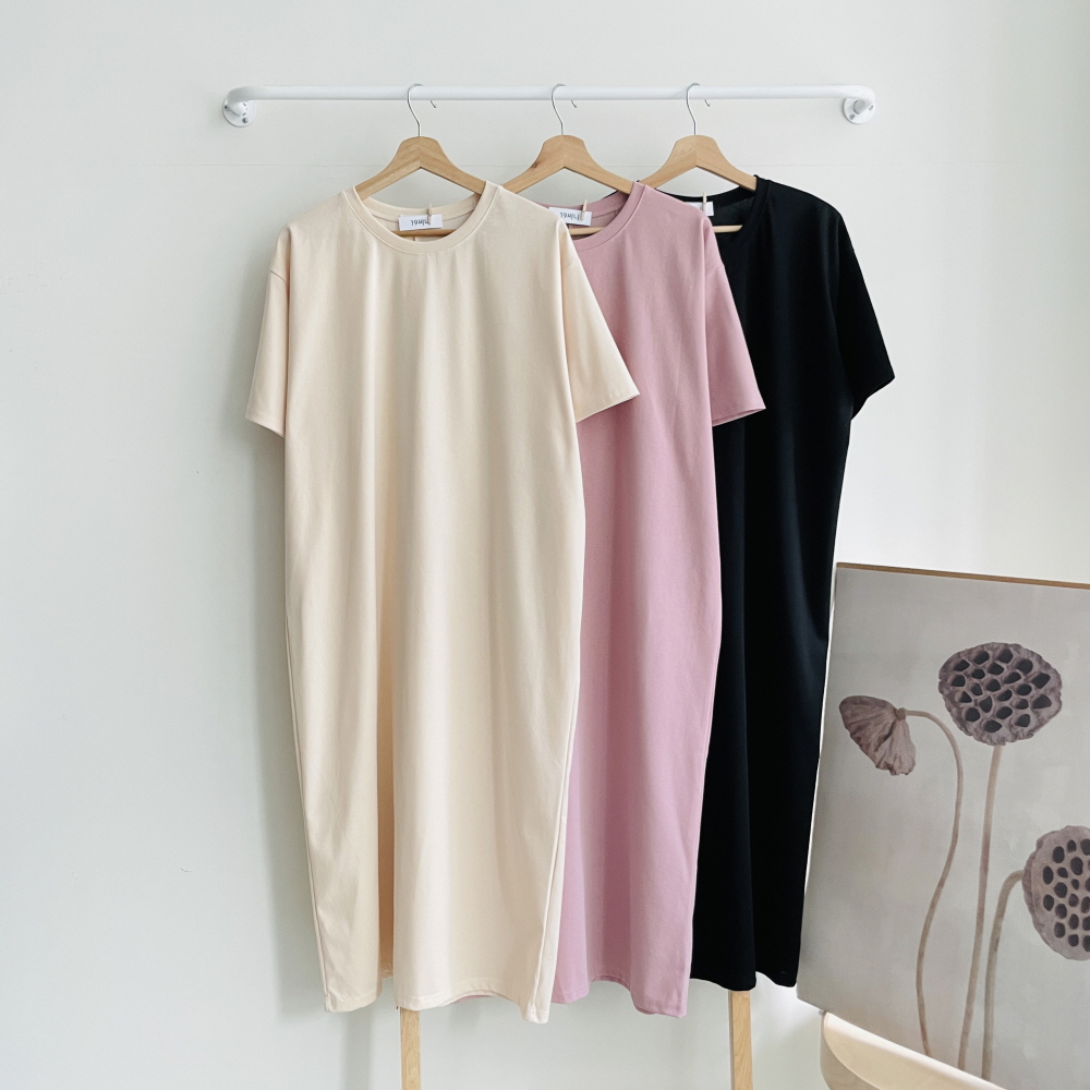 여름 여성 반팔 롱원피스 뒷트임 루즈핏 데일리 휴가 H라인 편한 맥시 원피스