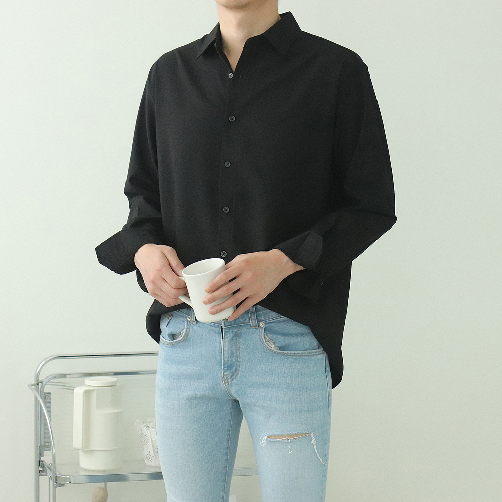 남자 셔츠 오버핏 흰색 여름 남방 남자린넨셔츠 - 상세 이미지 5