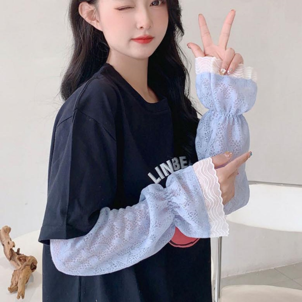 헐렁한팔토시 차량용 레이스 쿨토시 루즈핏 손등형 쿨토시 여성 골프 손등 가리개 여름 이미지 7