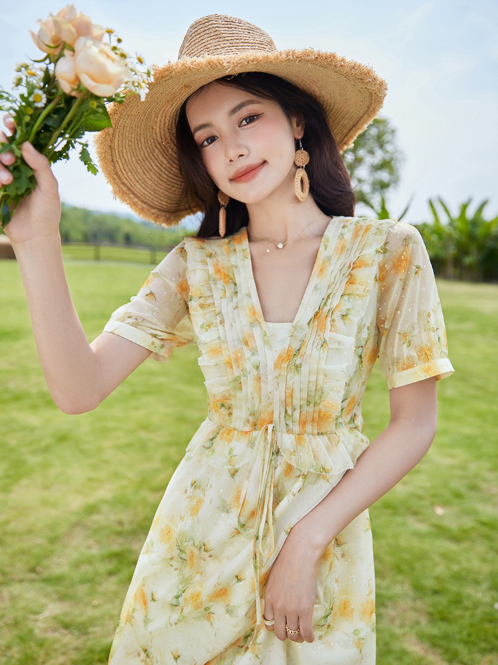 선넘은 패밀리 이혜원 원피스 프렌치 플라워 의상 옷 패션 - 상세 이미지 2