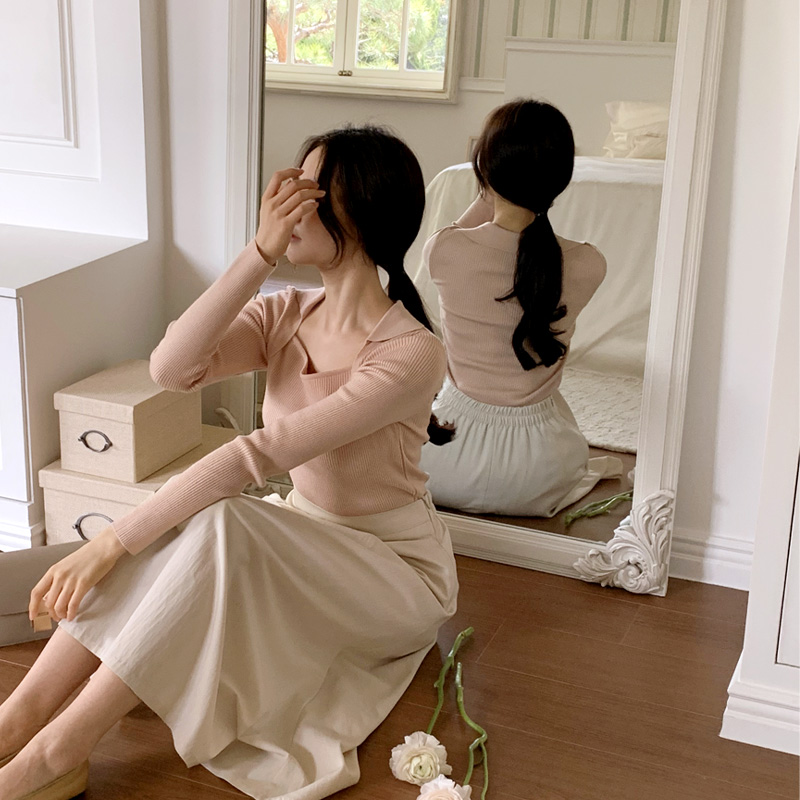 (레이어드한듯) 벨라 여리핏 카라 볼레로 골지 니트 nt4514 - 상세 이미지 3