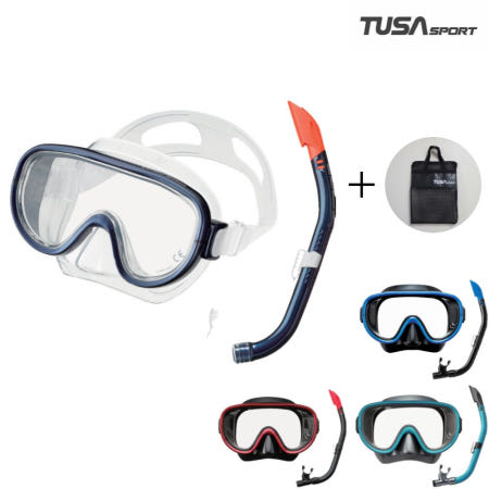 투사 스노클 세트 RC-1117Q + 메쉬가방 포함 스노쿨링 마스크 Tusa Snorkeling Set