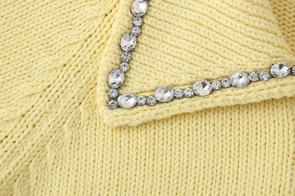큐빅 빅카라 가디건 노란색 예능 방송 연예인 엄마 패션 코디 반짝 - 상세 이미지 4
