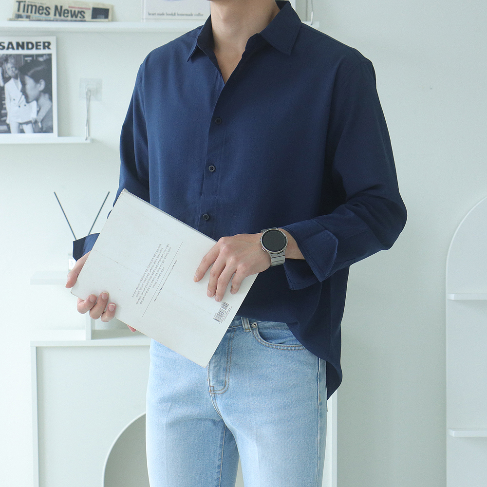 남자 셔츠 오버핏 흰색 여름 남방 남자린넨셔츠 - 상세 이미지 3