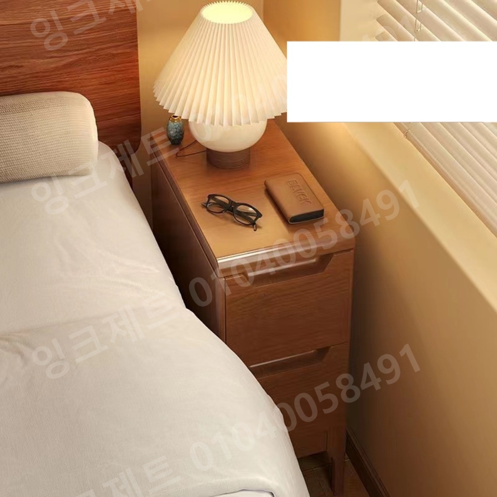 작은협탁 2단 서랍 우드 틈새 상판 좁은 보드 스탠드 - 상품 이미지