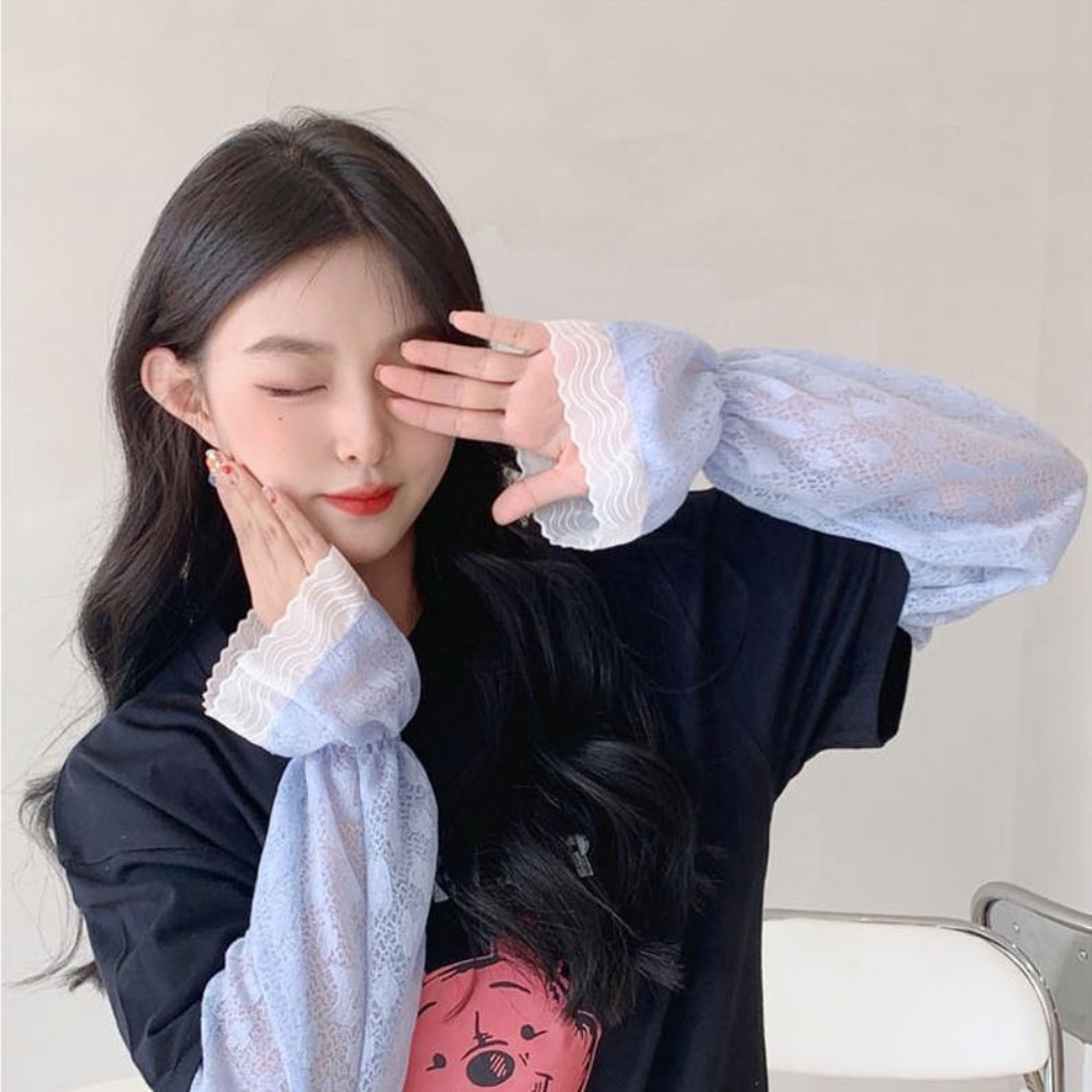 헐렁한팔토시 차량용 레이스 쿨토시 루즈핏 손등형 쿨토시 여성 골프 손등 가리개 여름 - 상세 이미지 4