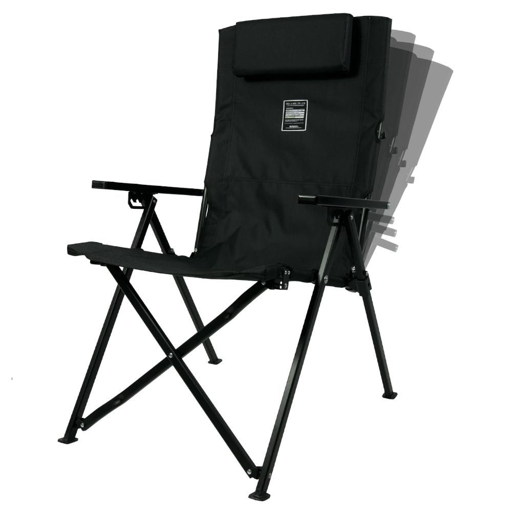 원스위크라이프 캠핑 경량 각도조절 리클라이너 롱 릴렉스 체어 블랙