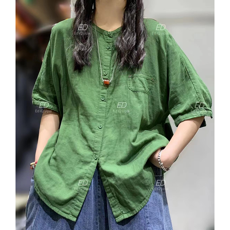 여름반팔티 아사면 노칼라 루즈핏 미시옷 7265 - 상세 이미지 4