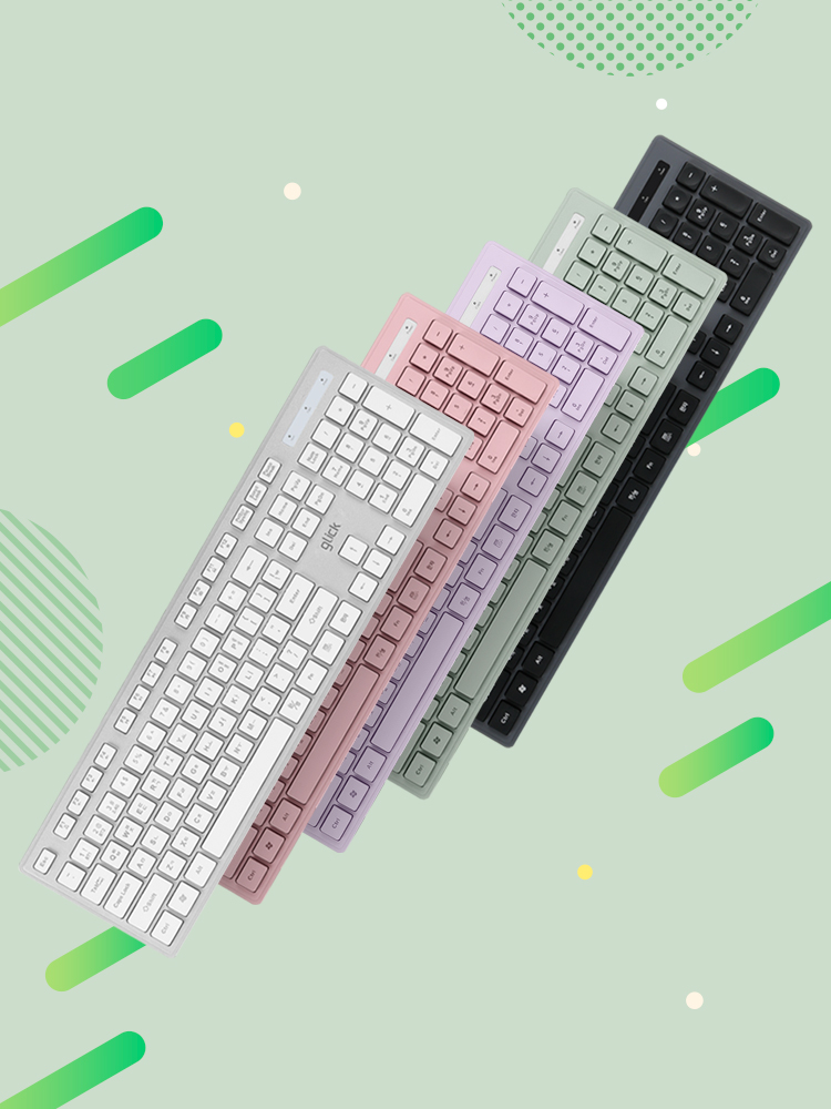 지클릭커 오피스프로 저소음 슬림 무선 키보드 WK10 실버화이트