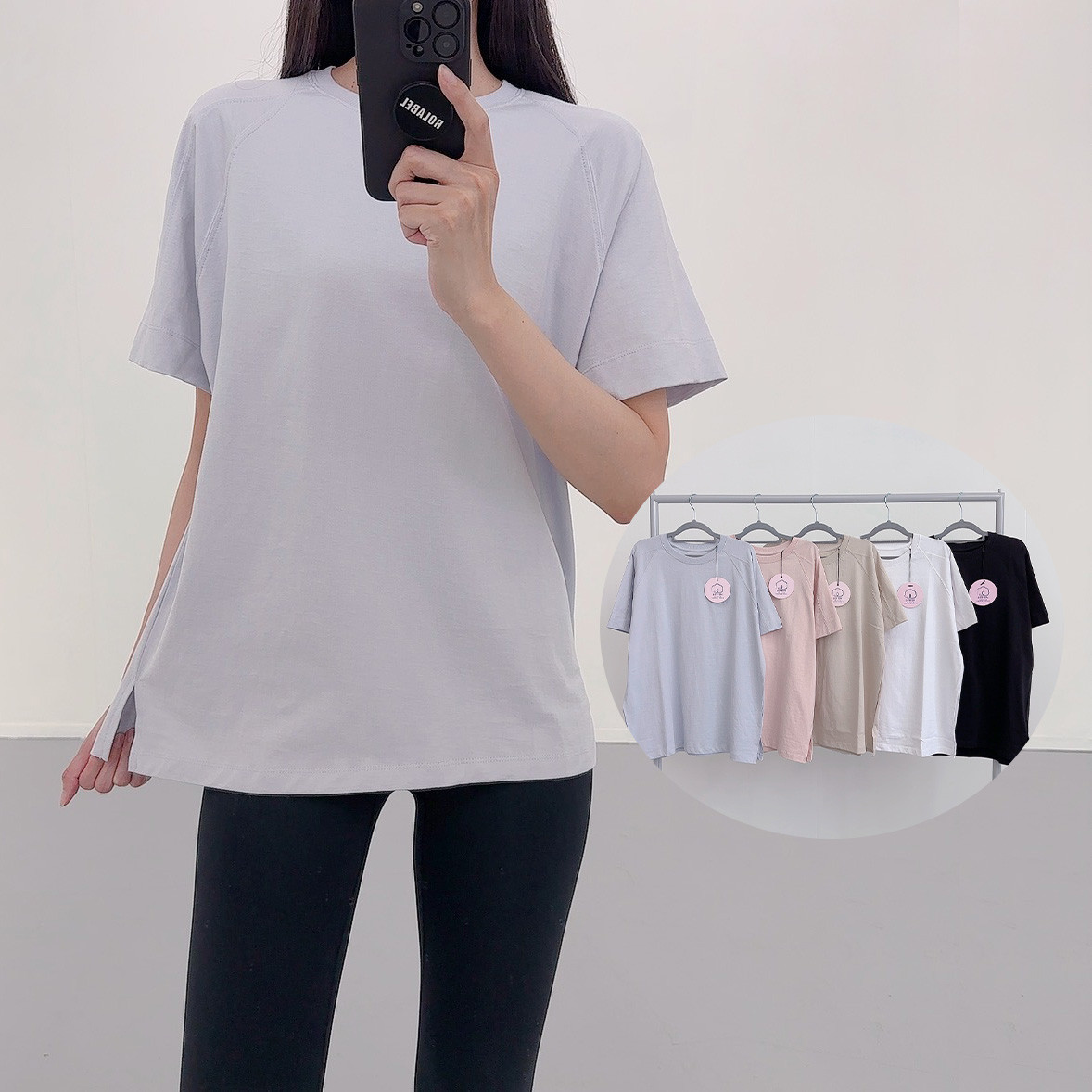 로라벨 프린 필라테스복 요가복 필라테스옷 요가 상의 티셔츠 옷 운동복 반팔 빅사이즈 여름 - 상세 이미지 2