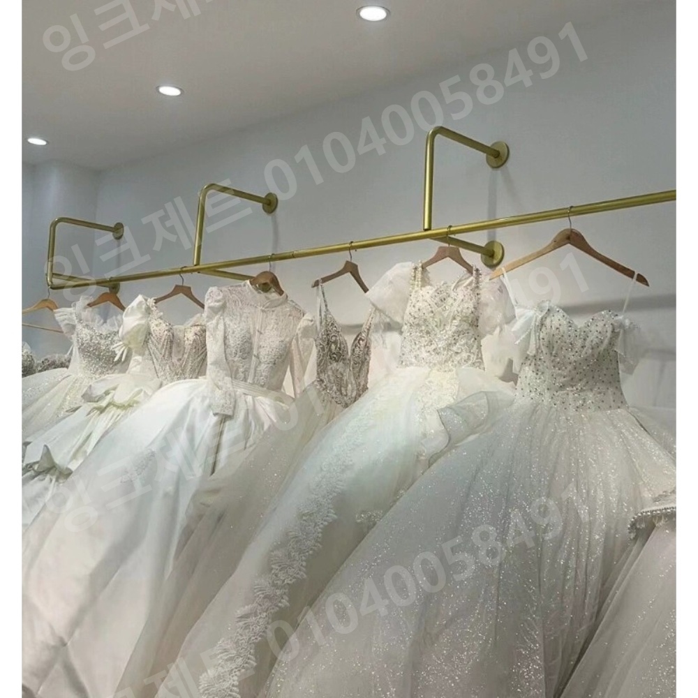파이프 드레스 행거 벽걸이 결혼식 의류매장 높은 랙 - 상세 이미지 3