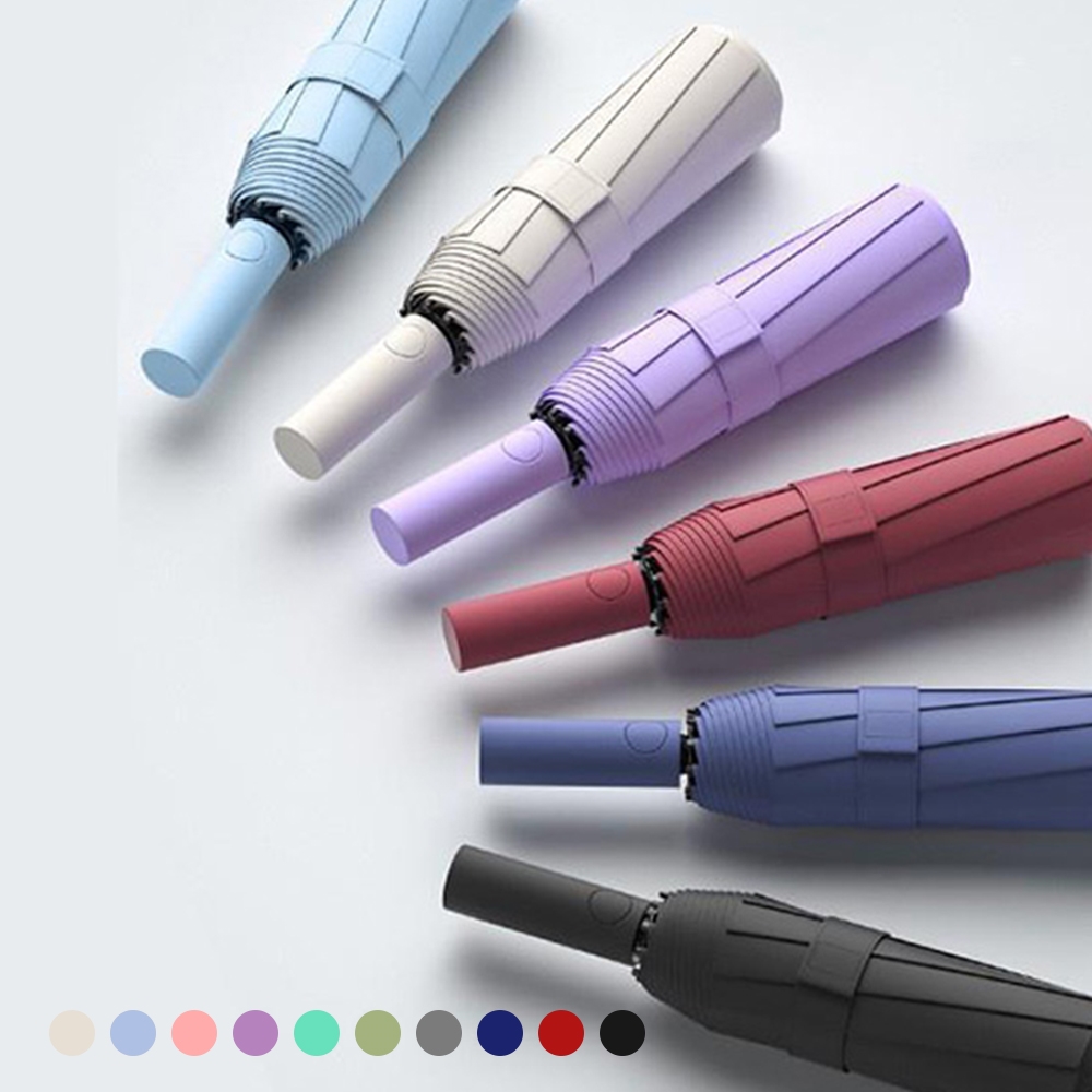 포유렐라 60살대 튼튼한 휴대용 자동 우산(10colors) 3단 암막 접이식 휴대용 장마철 - 메인 이미지