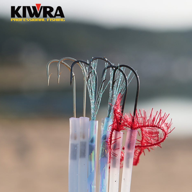 선상낚시 키우라 갈치 낚시 텐빈 편대 아가미 틴셀 야광 튜브 장축광 채비 바늘 훅 2호, 수세미 레드 - 상세 이미지 3