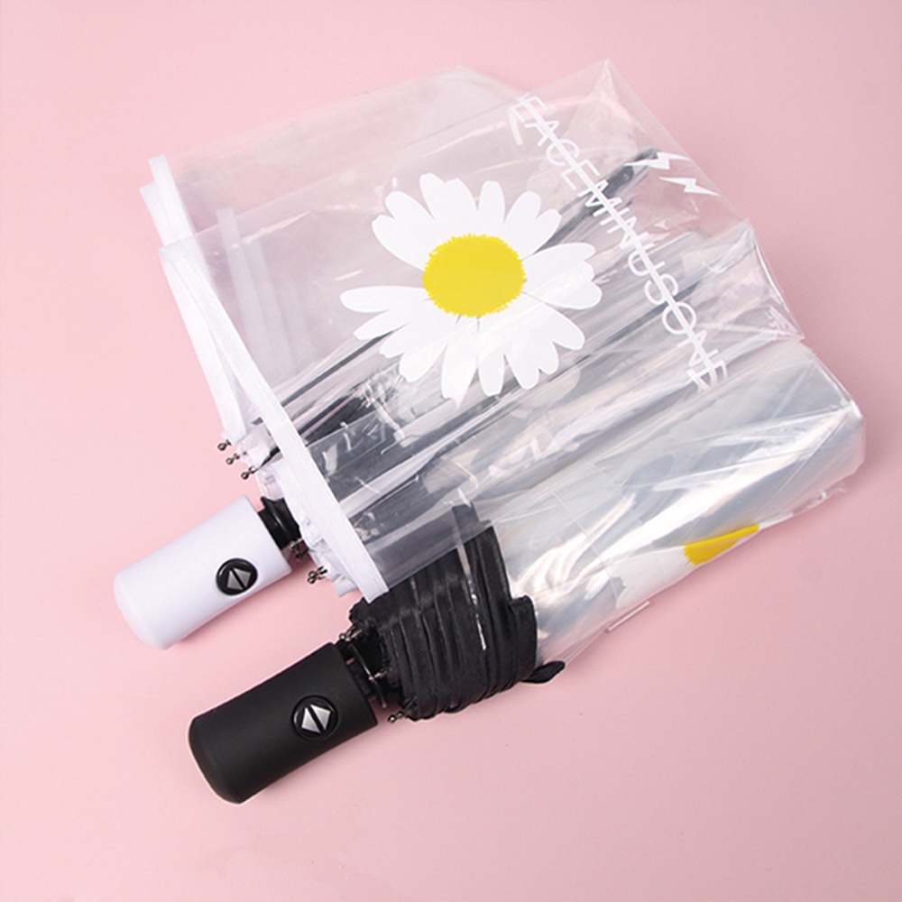 포유렐라 튼튼한 UV차단 데이지 투명 3단 자동우산(3colors)암막 접이식 휴대용 우산 - 상세 이미지 2