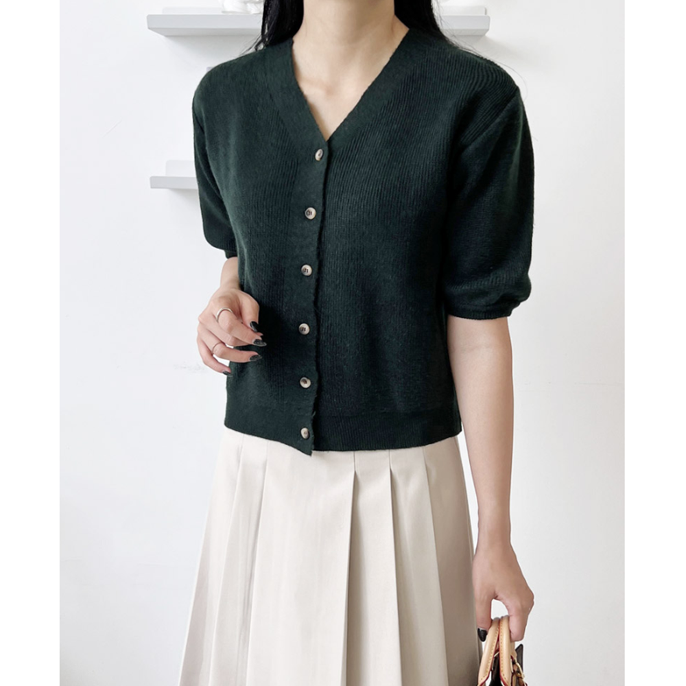 여름용가디건 초록 녹색 그린 여성 썸머 반팔 니트 가디건