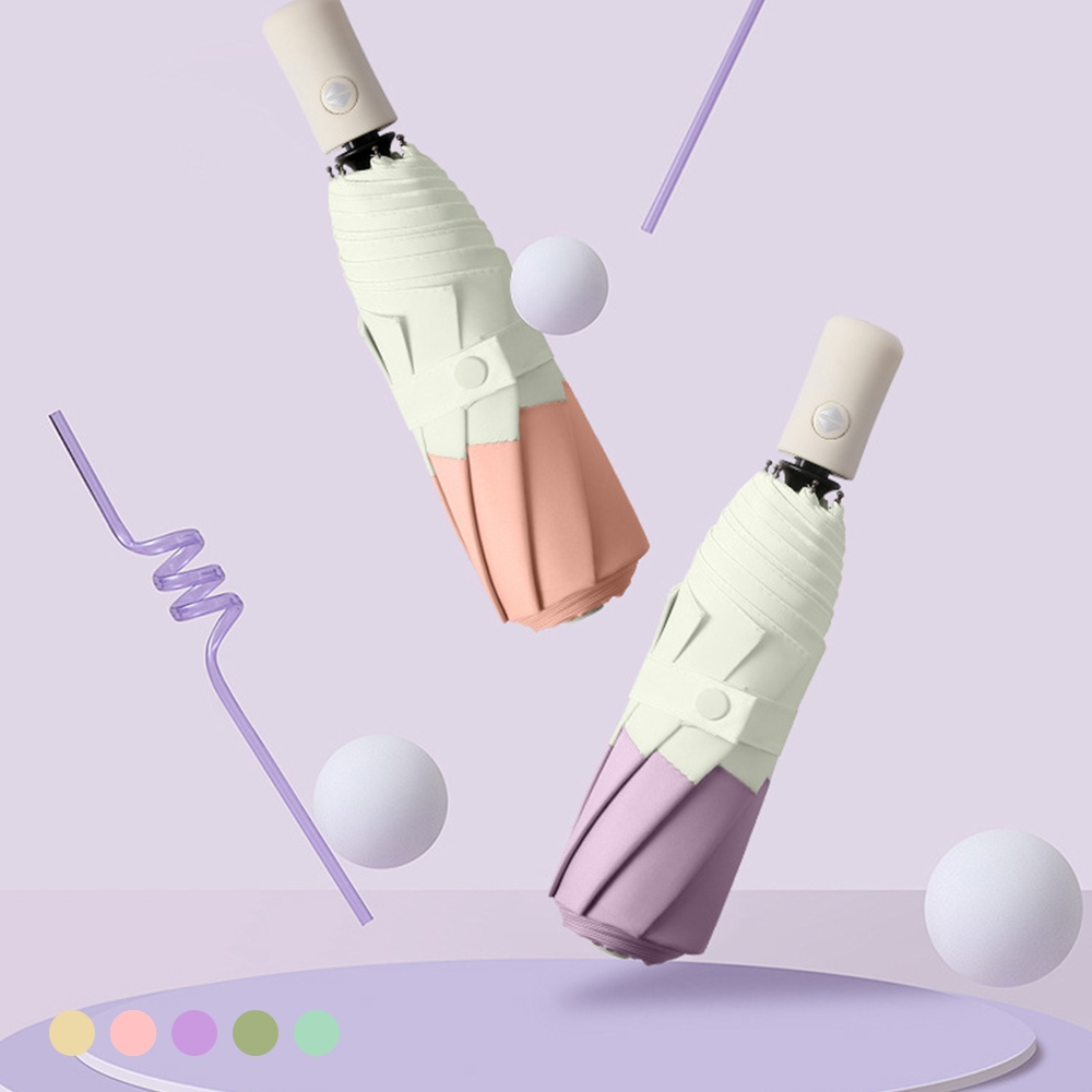 포유렐라 튼튼한 UV차단 투톤 3단 자동 우산(5colors) 암막 접이식 휴대용 장마철 - 메인 이미지